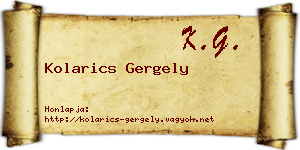 Kolarics Gergely névjegykártya